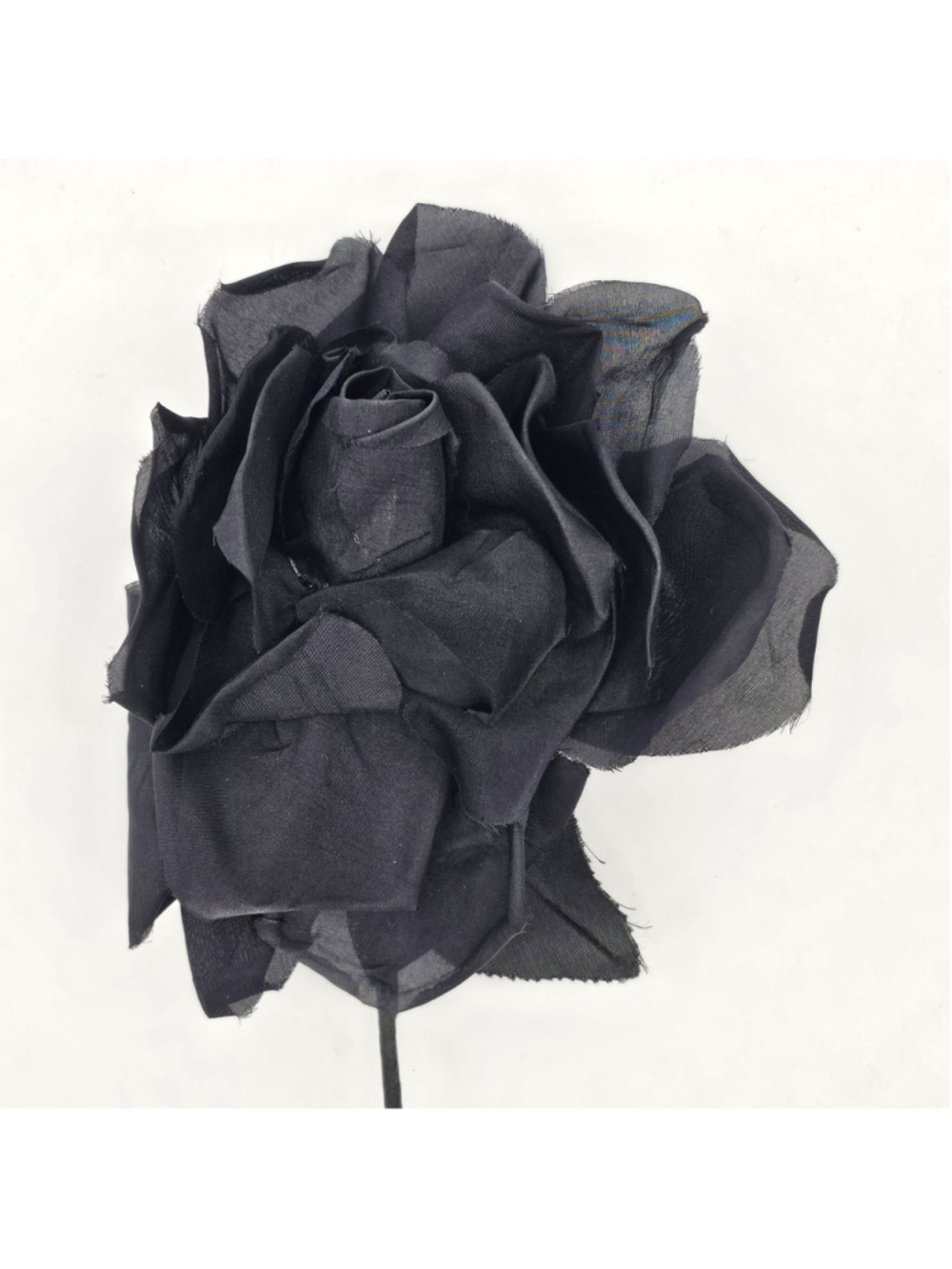 Vintage Black Fabric Rose Flower Brooch Pin Large 7" Corsage Floral Jewelry